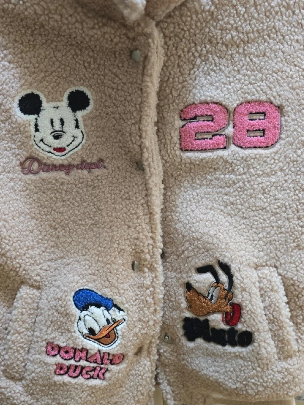 Disney Sherpa Jacket with Pink Patch & Cream Body